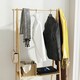 image 7 of HOMCOM Bamboo Clothes Rail Rack with 2 Storage Shelves, Natural Wood Effect