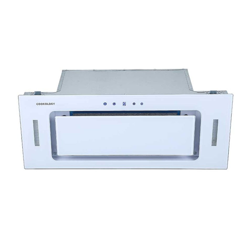 image 1 of Cookology 75cm White Glass Built-In Canopy Cooker Hood