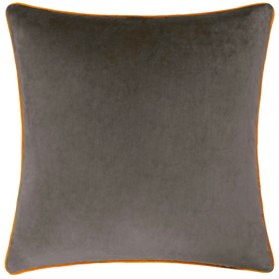 image 1 of Furn Meridian Velvet Cushion, Mocha/Pumpkin, 55 x 55cm