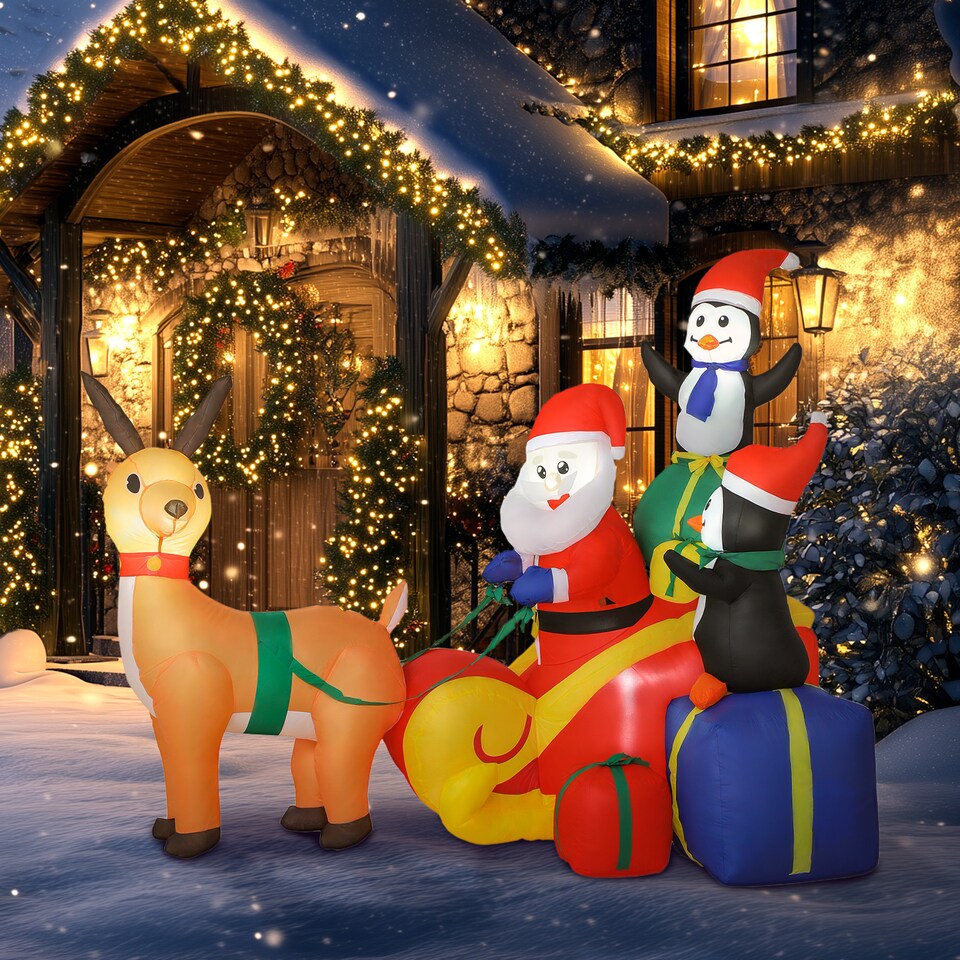 image 1 of Outsunny Blow Up Outdoor Christmas Decoration with Built-in LED Lights | Multi