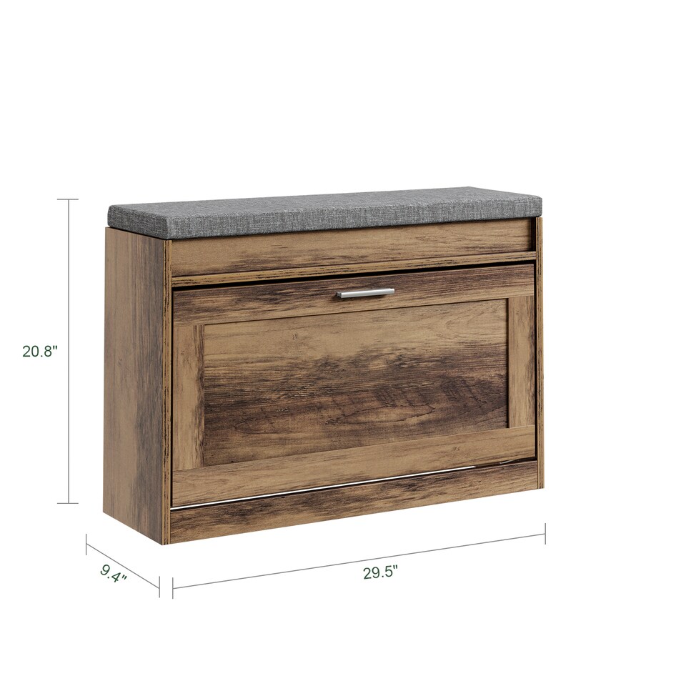 image 1 of SoBuy Brown Shoe Bench with Flip-Top Storage & Two Pull-Out Shelves, 29.5x9.4x20.8 in, 11.9 kg - FSR218-F