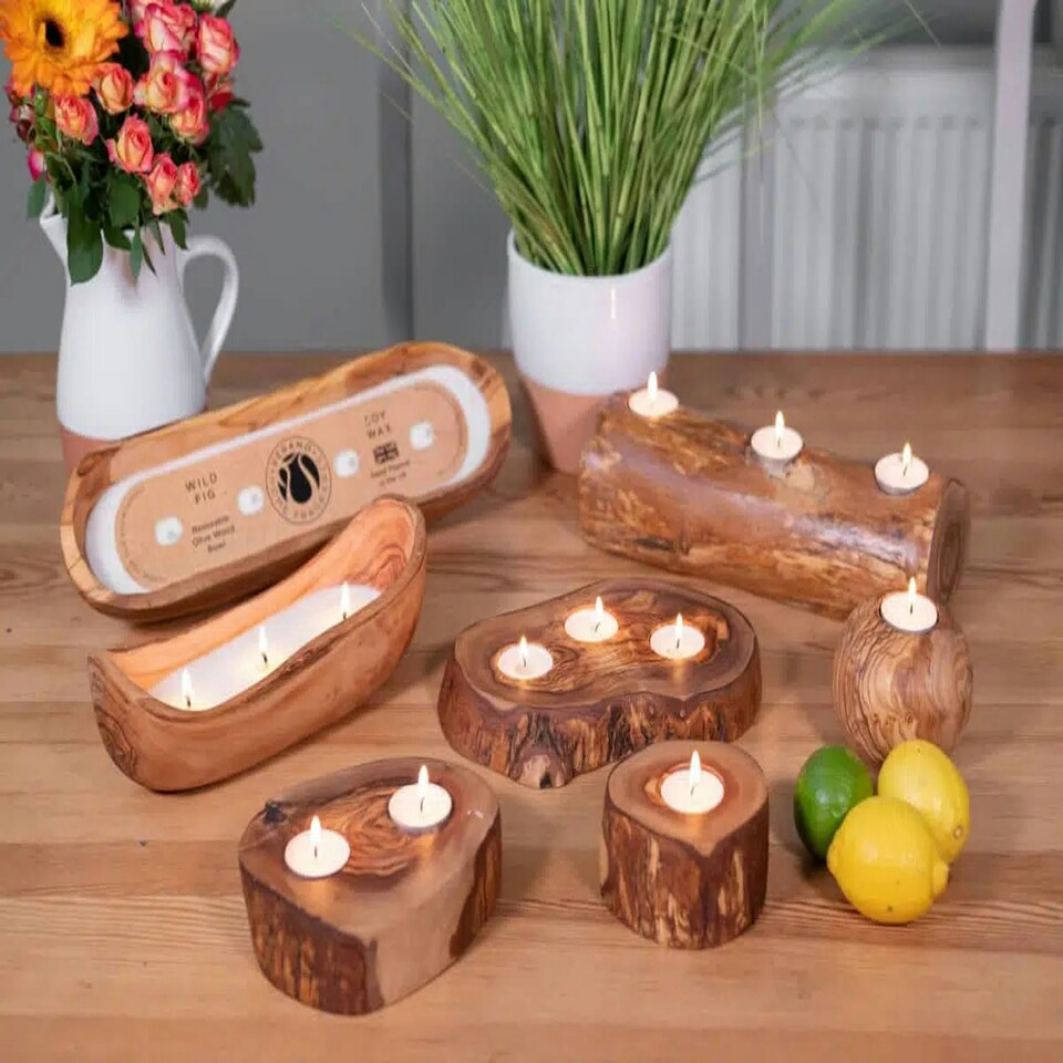 image 1 of Verano Spanish Ceramics Olive Wood Soy Wax Candle - 25cm Wild Fig Brown