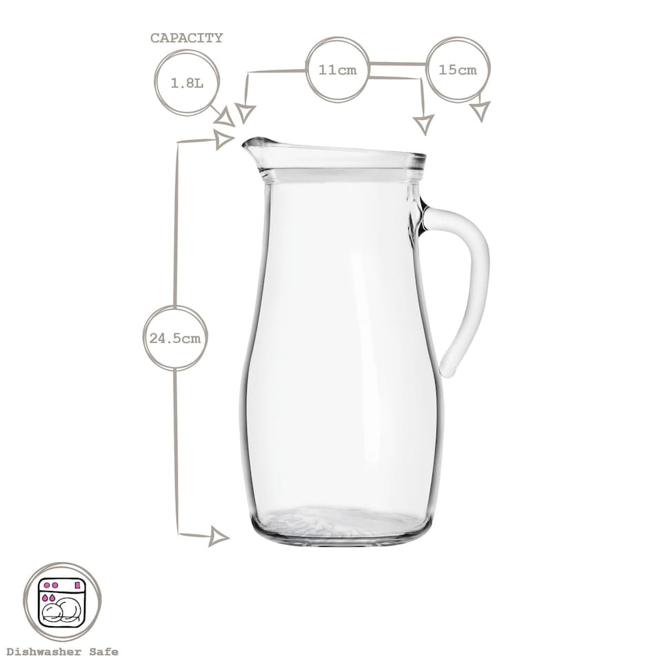 image 1 of LAV Misket Glass Water Jugs with Silicone Lid - 1.8L - Clear/White - Pack of 3