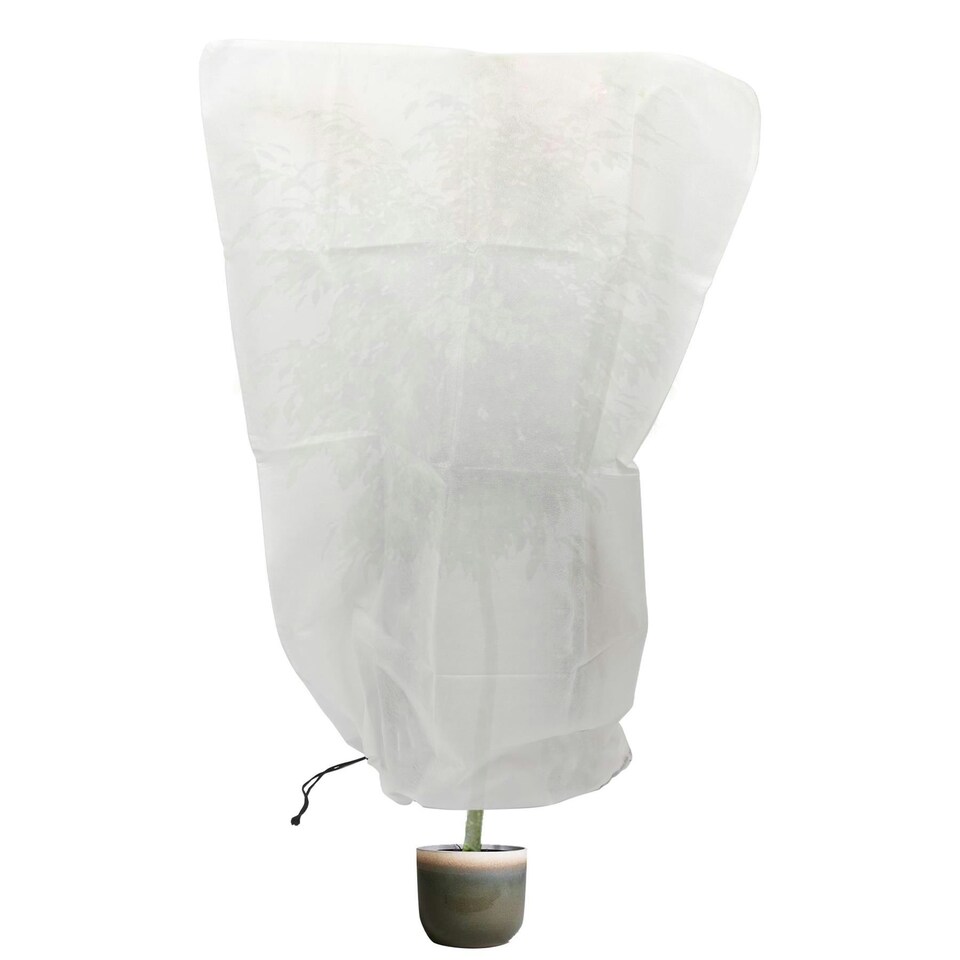 image 1 of Harbour Housewares Plant Fleece Frost Protection Cover with Drawstring - 120cm x 180cm White