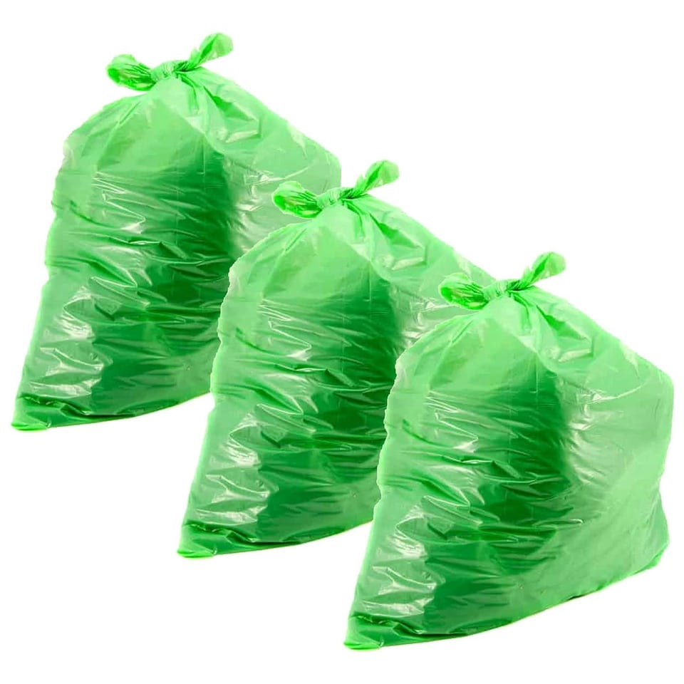 image 1 of 75 Bags (3 Rolls) Green 60L Garden Waste Bags Multipurpose Bin Liners Green