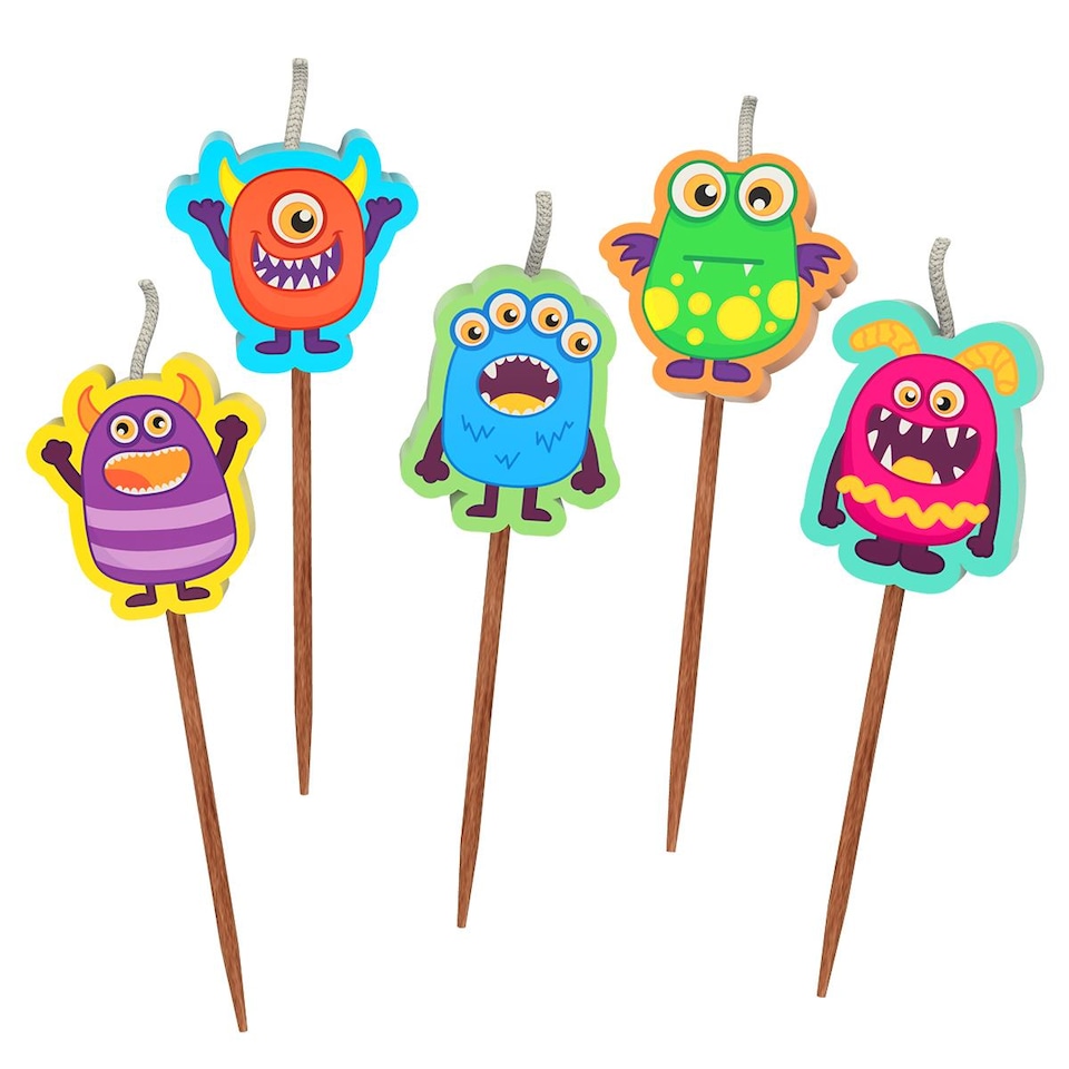 image 1 of Novelty Cake Candle Set - Monsters