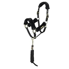 ARMA Faux Fur Horse Headcollar and Leadrope - Black - Cob