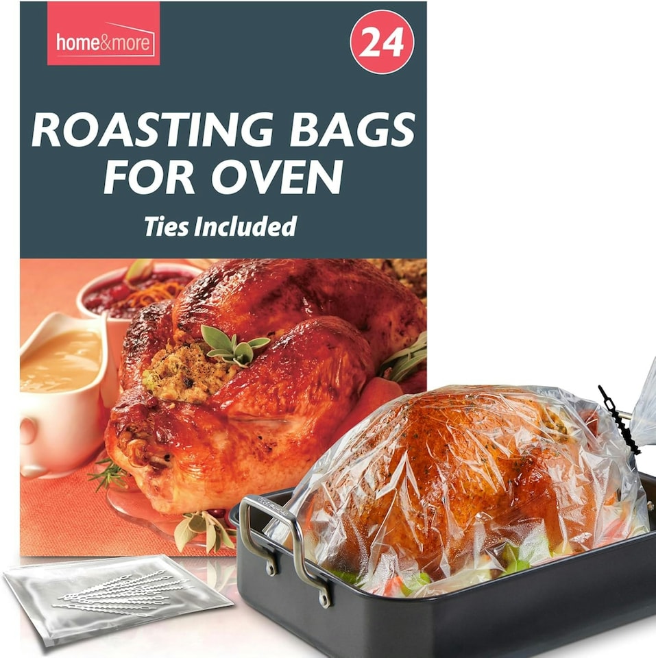 image 1 of SOL 24pk Roasting Bags for Oven Ties Included 38x25cm Multi-Purpose Cooking Bags | Clear | 38 x 25cm