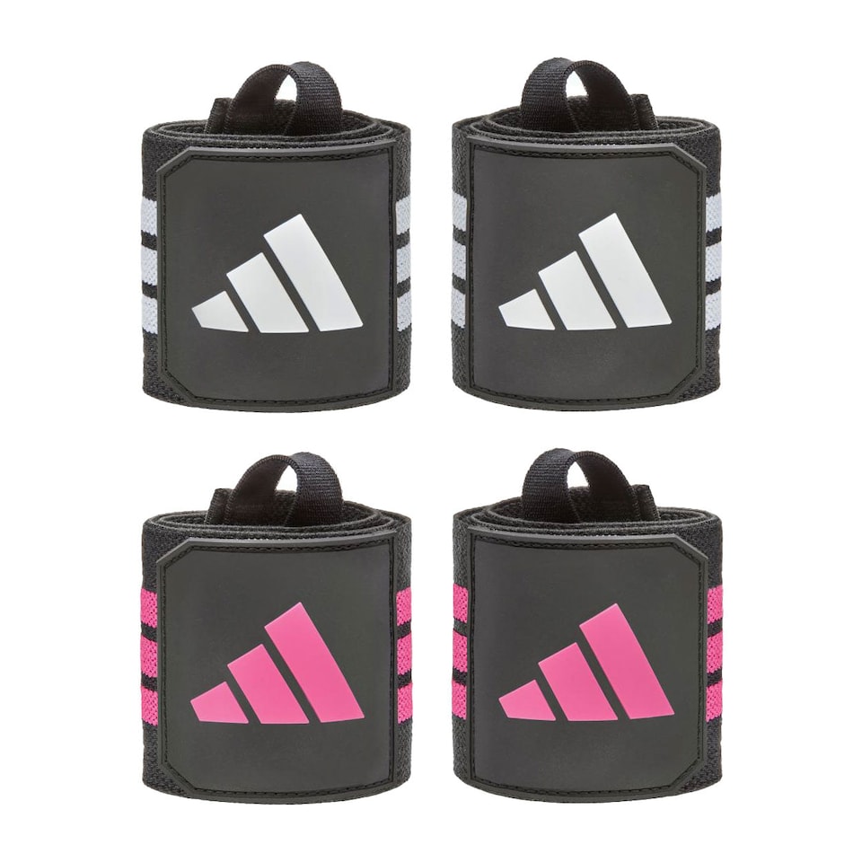 image 1 of Adidas Training Wrist Wraps, Adult Black/Pink, Pair, Hook and Loop Closure | Multi | Black/Pink