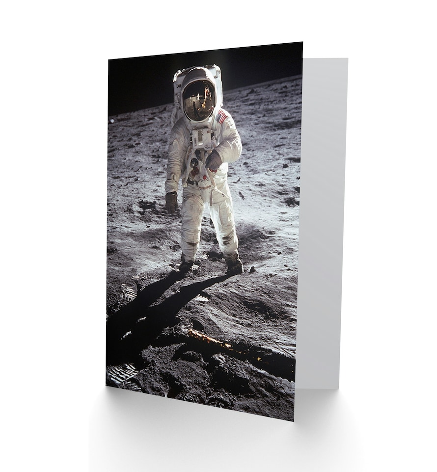 image 1 of Nasa Apollo 11 Astronaut Buzz Aldrin Moon Landing Greeting Card