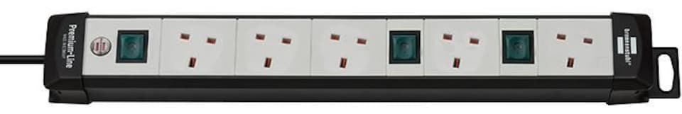 BRENNENSTUHL - Premium-Line 5 Way Switched Extension Lead, 3m Black / Grey