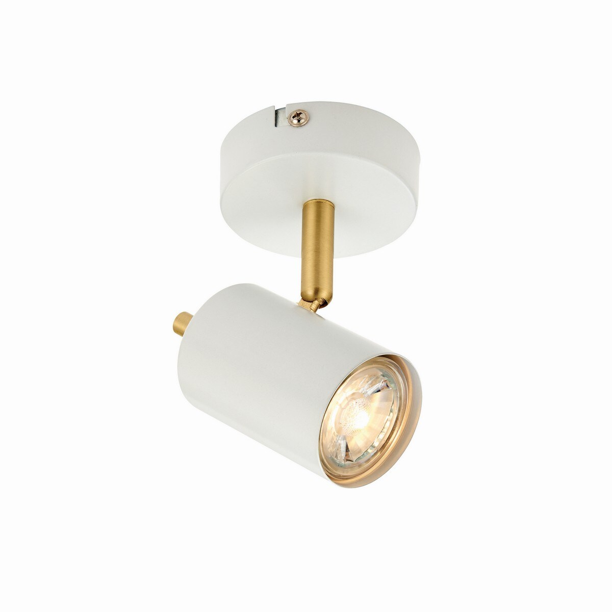 Netlighting Gull 1 Light Spotlight Matt White Paint Satin Brushed Gold GU10