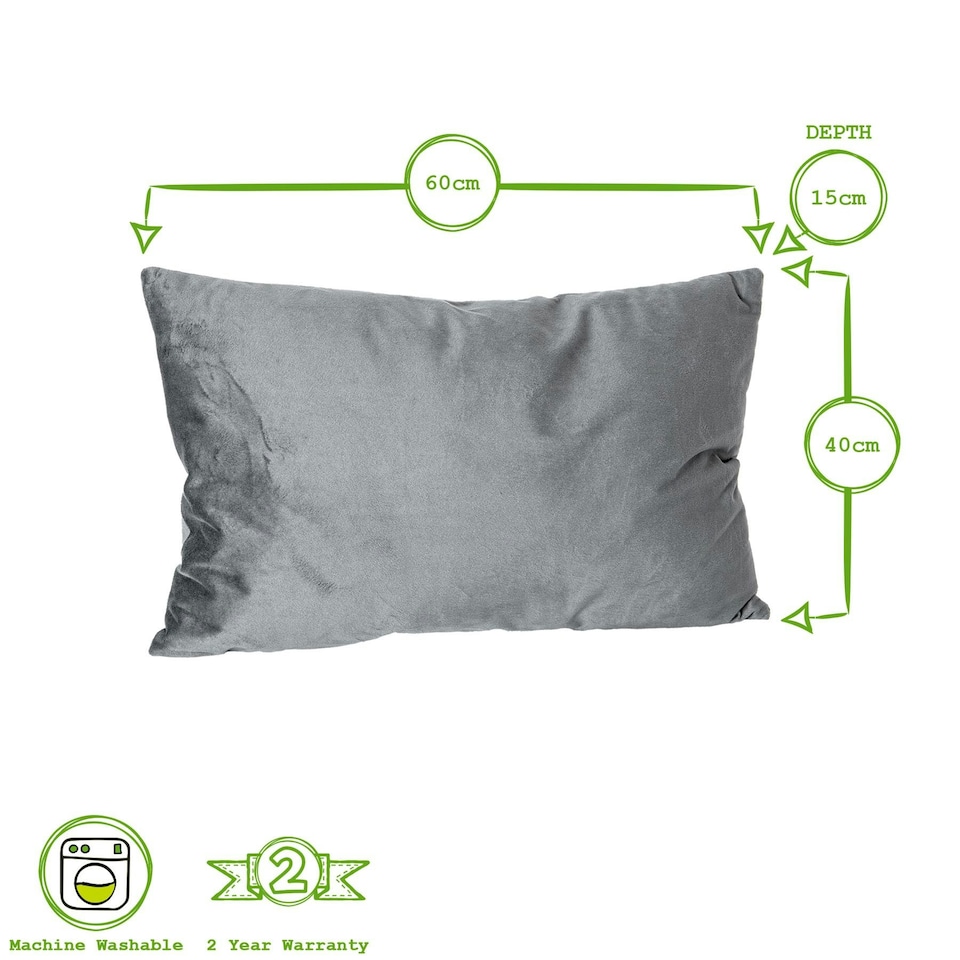 image 1 of Nicola Spring Rectangle Velvet Cushion - 60cm x 40cm - Black Black