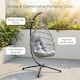 image 4 of Alivio Hanging Egg Chair with Cushion for Indoor and Outdoor Use, Swing Basket Chair for Patio, Garden, and Balcony (Grey)