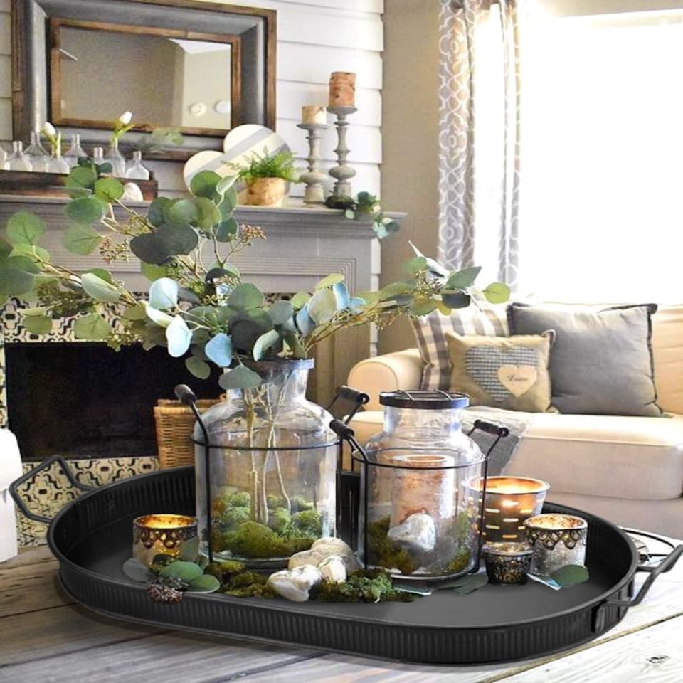 image 1 of Black Oval Serving Tray (66 x 32 cm)