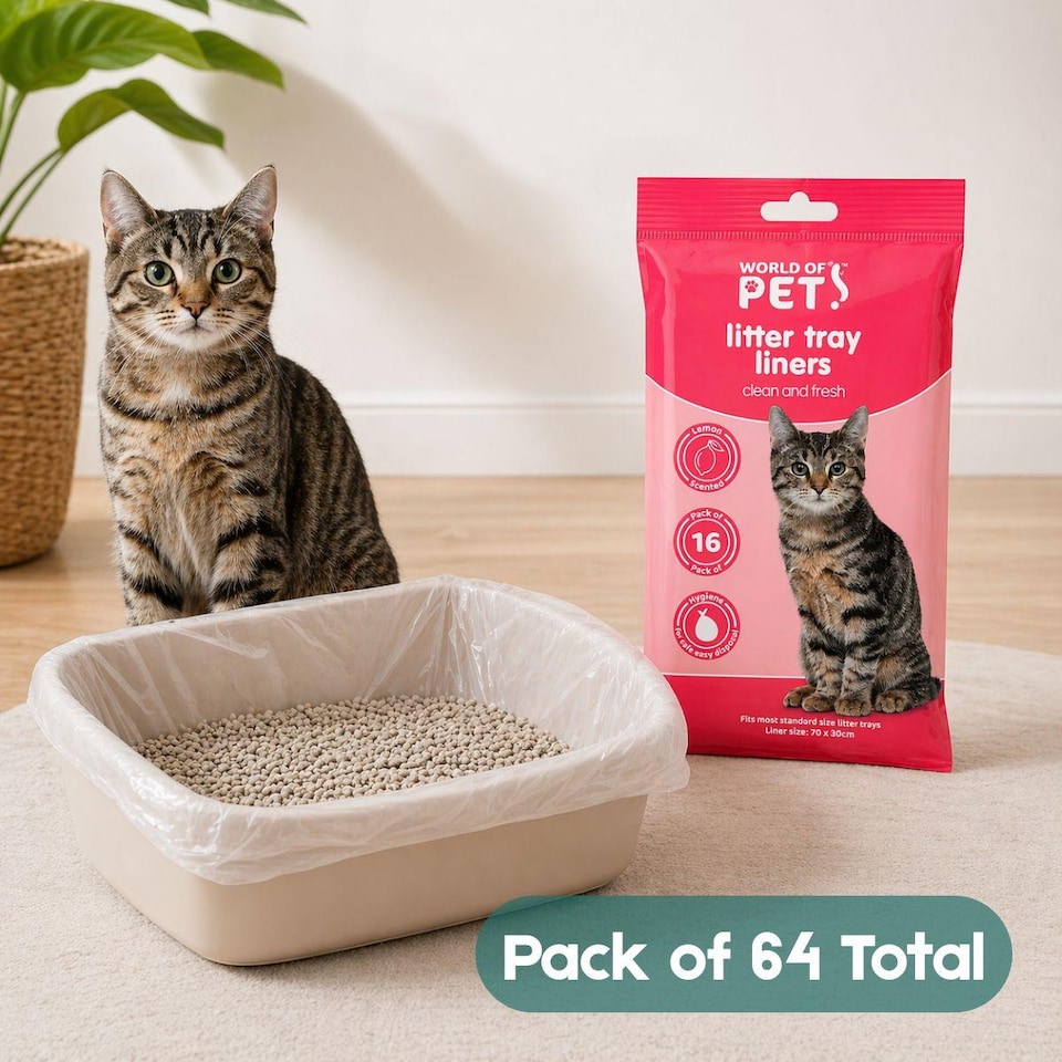 image 1 of Set of 128 Cat Litter Tray Liners Disposable Waste Bags 30cm x 70cm Lemon Scented