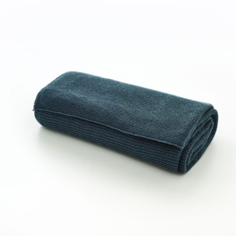 image 1 of Saunton Stitch Supersoft Yarn Dyed Knitted Throw
