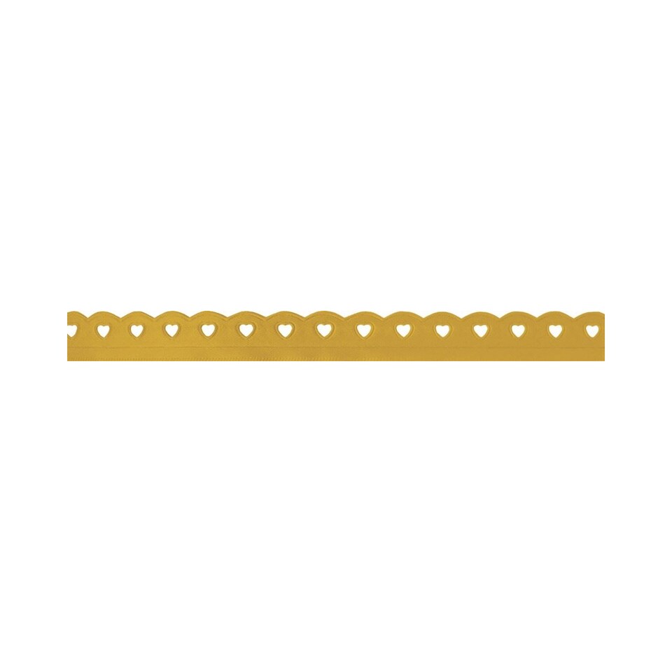 Berisfords Gold 12mm Lace Heart Ribbon for Dressmaking - per metre