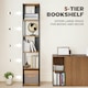 image 3 of HOMCOM 5-Tier Bookshelf, Freestanding Display Storage Unit, Rustic Brown
