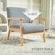 image 5 of HOMCOM Accent Chair with Wood Frame Wide Seat Cashmere Armchair Grey