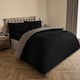 image 2 of OHS Luxury Teddy Fleece Reversible Duvet Cover and Pillowcase Bedding Set Multi | Black/Natural | King