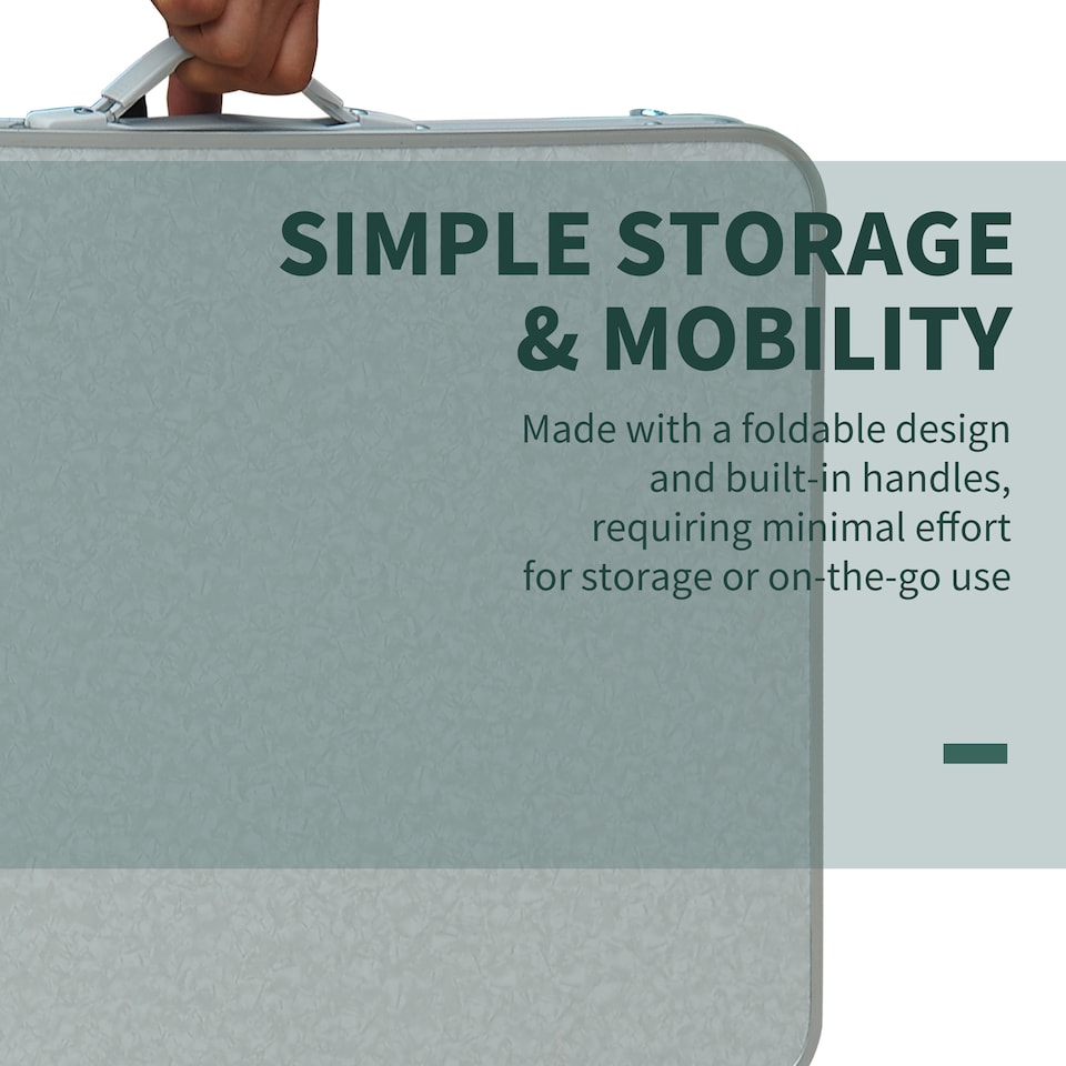 image 1 of Outsunny 2FT Garden Outdoor Camping Table Portable Folding Picnic Table Aluminium Frame with Adjustable Height 60L x 45W x 64H cm