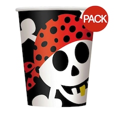 Unique Party Pirate Fun Party Cup (Pack of 8) - Black/White/Red - One Size