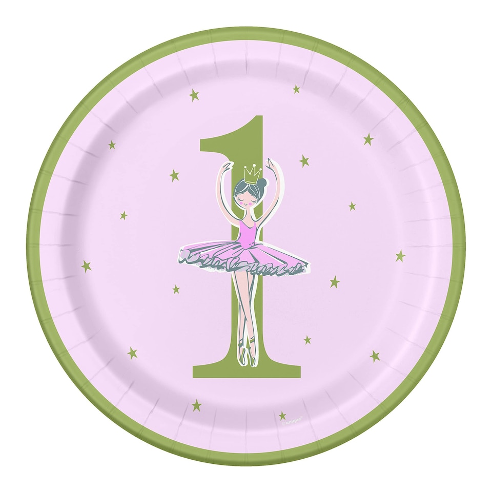 8 BLRN PINK/GD 1ST BIRTHDAY 9IN PLATE -  UNIQUE