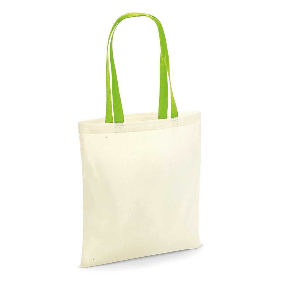 image 1 of Westford Mill Contrast Handle Bag For Life - Natural/Lime Green - One Size Green