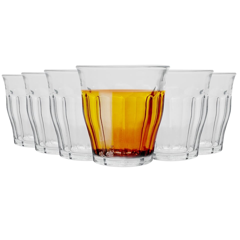 image 1 of Duralex Picardie Drinking Glasses - 160ml Tumblers for Water, Juice - Pack of 6 | Clear | Clear