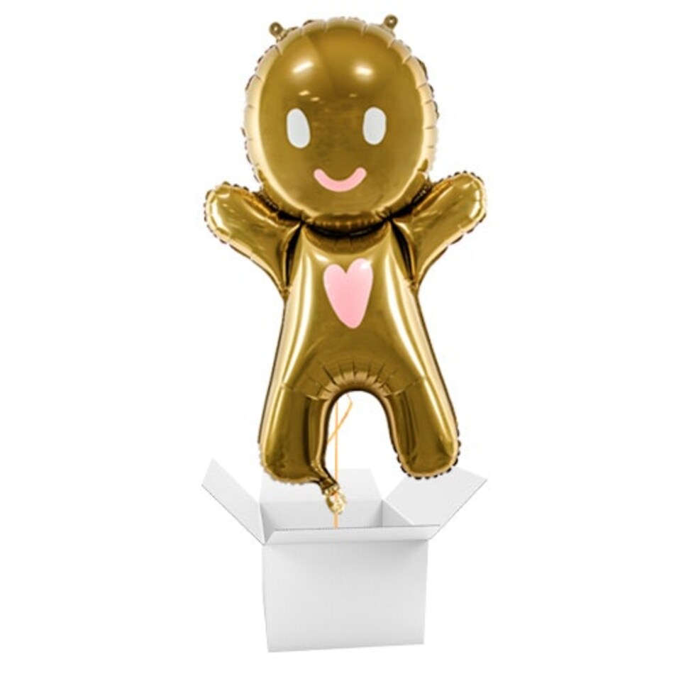 Gingerbread Man Christmas Giant Helium Foil Balloon - Inflated Balloon in a Box