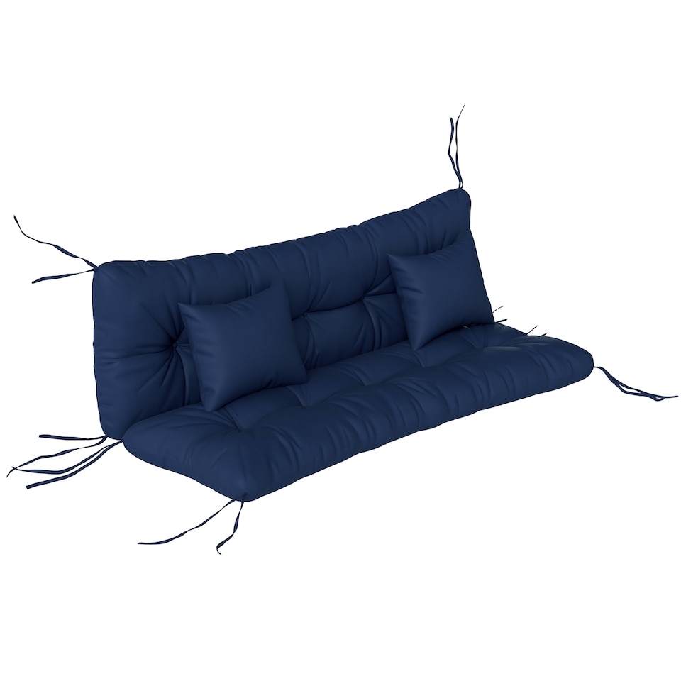 image 1 of Outsunny Outdoor Seat Cushions Back Cushion with 2 Pillows, Seat Pads | Blue | Dark Blue | Seat cushion: 150x50x10cm, Back cushion: 150x50x10cm, Pillow: 40x30x15cm