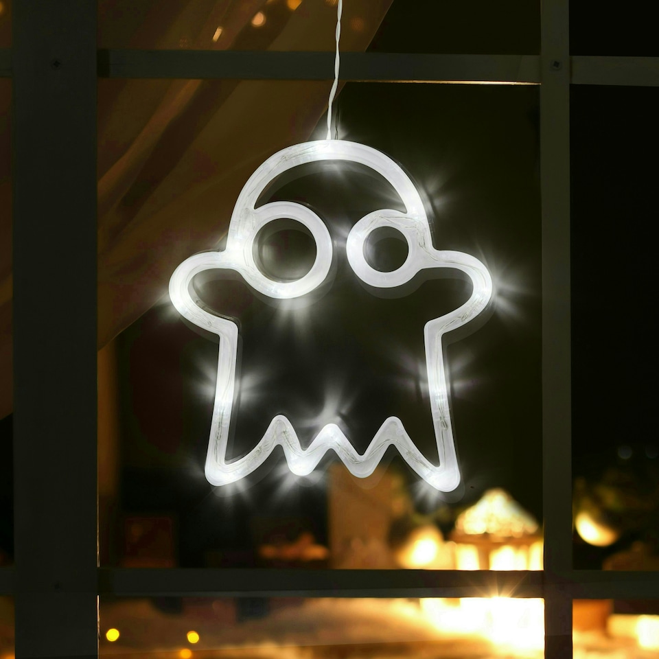image 1 of Set of 2 Halloween Window Lights - Bat & Ghost Design
