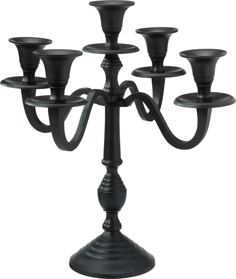 image 1 of 5 Arm Metal Candle Holder Stand Vintage Candelabra Centrepiece Home Decor 30cm | Black | Black | 1