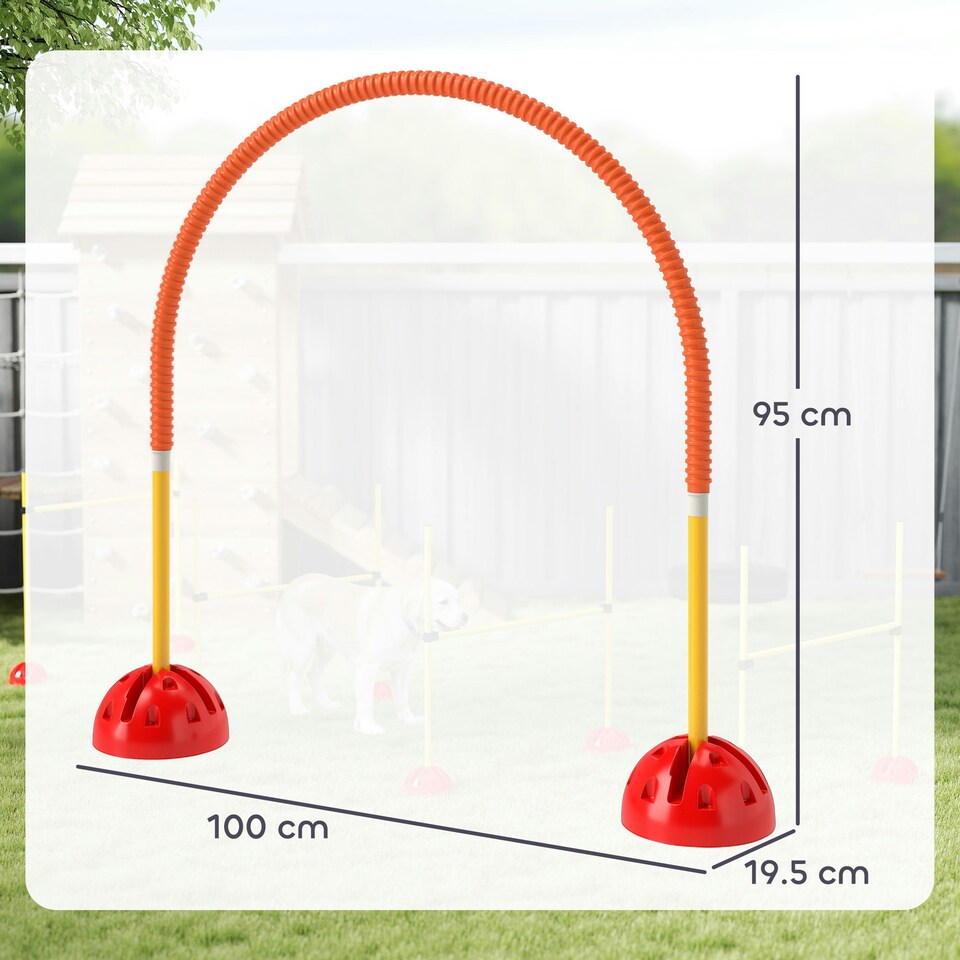 image 1 of PawHut 4-Piece Dog Agility Training Equipment with Bag, Orange
