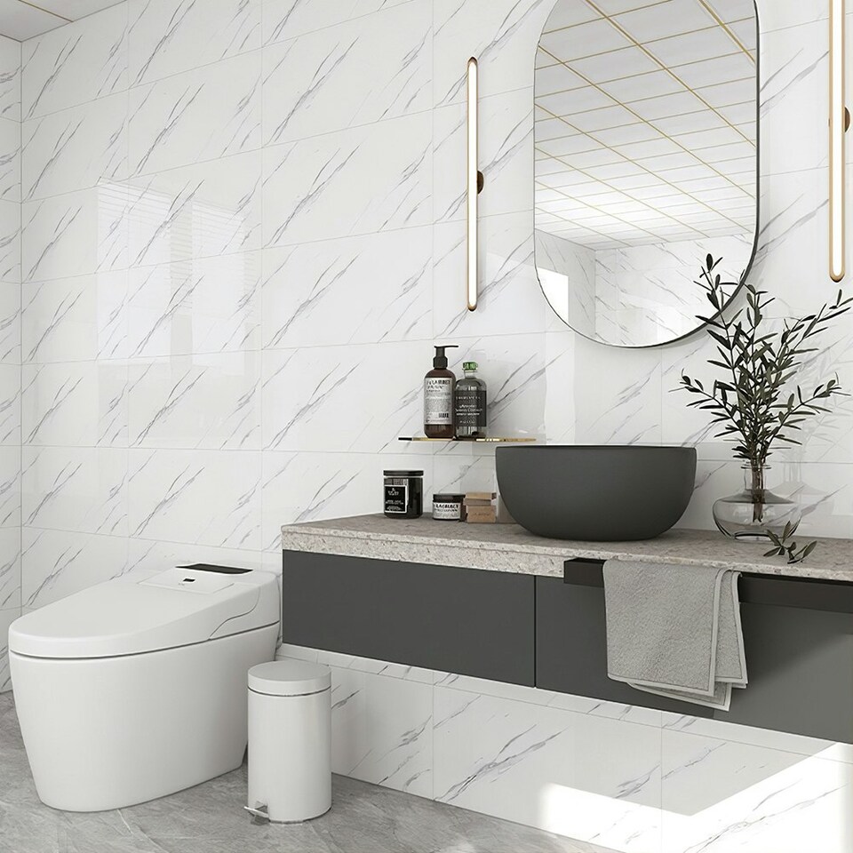 image 1 of Living and Home 10 Pcs Peel and Stick Marble Wall Tile