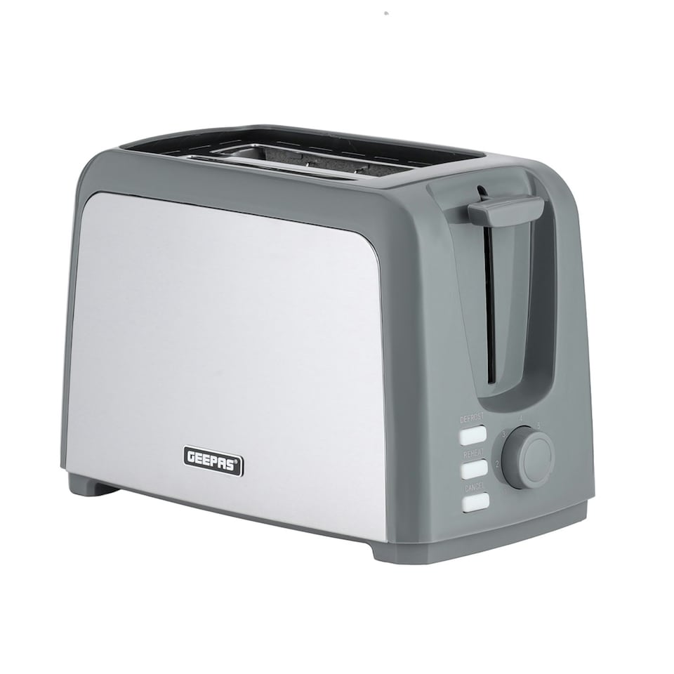 image 1 of GEEPAS 2 Slice Bread Toaster with 7 Level Browning Control, Grey