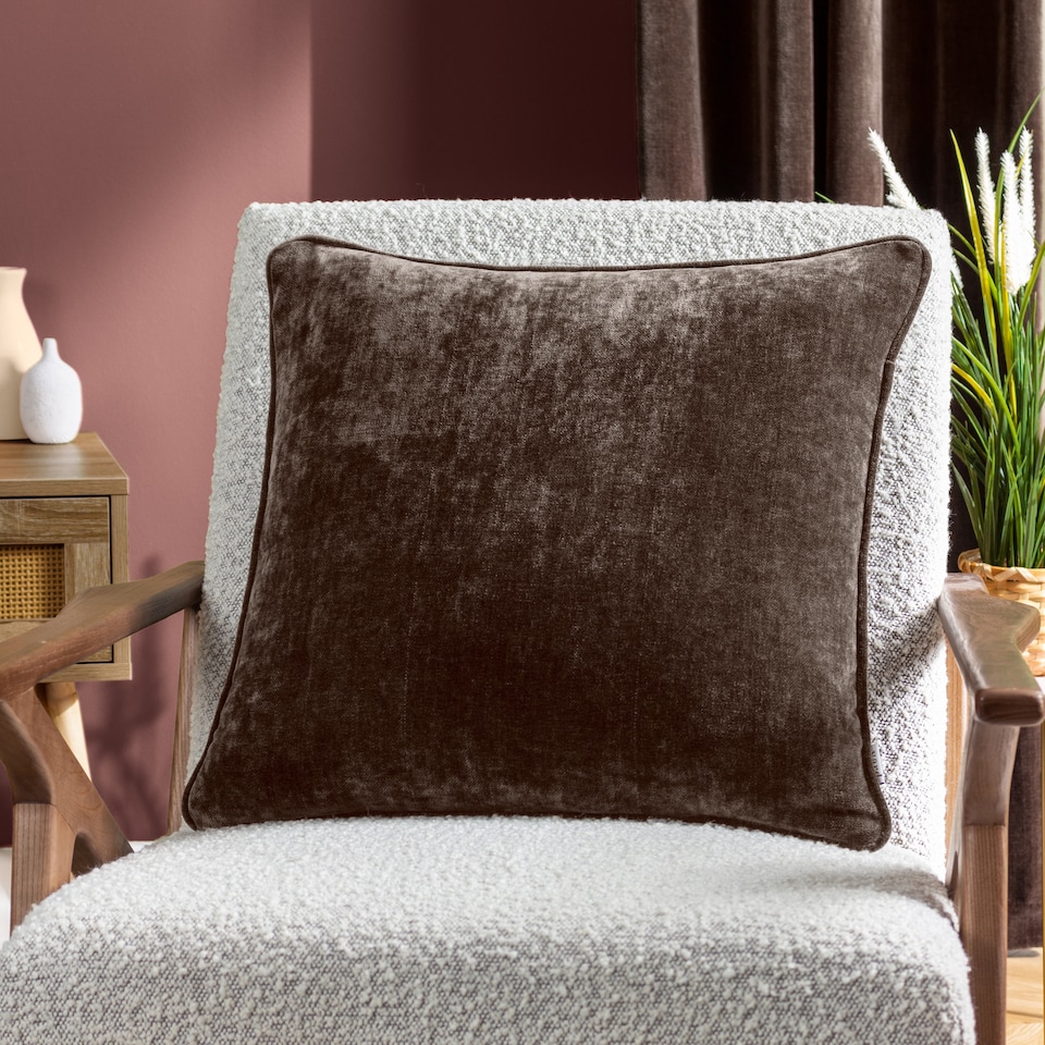 image 1 of Yard Heavy Chenille Piped Cushion | Brown | Brown | 50 x 50cm | 1