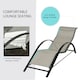 image 3 of Outsunny 3 Pieces Sun Lounger Chair Set, Metal Frame Outdoor Garden Recliner Chairs with Glass Top Side Table and Armrests for Patio, Grey