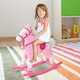 image 2 of HOMCOM Rocking Horse Toy Plush Wood Pony Riding Rocker Neigh Sound Pink