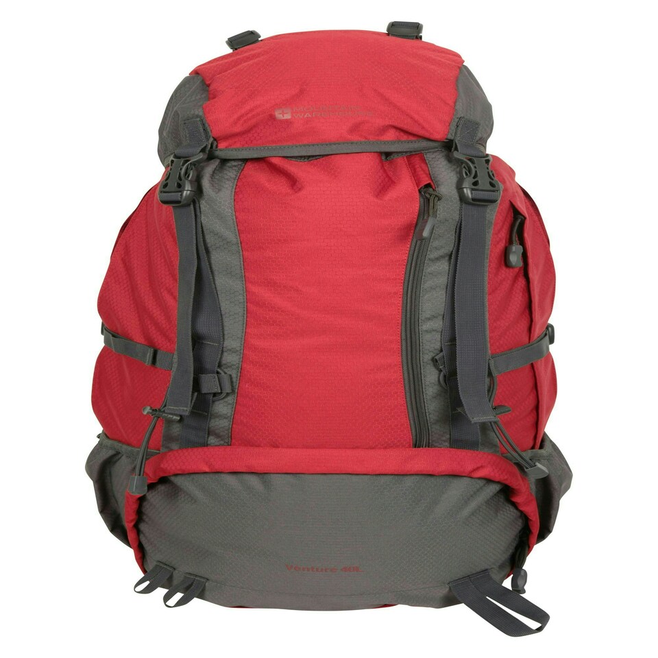 image 1 of Mountain Warehouse Venture Rucksack Ripstop Zipped Security Pockets Hiking Bag Red