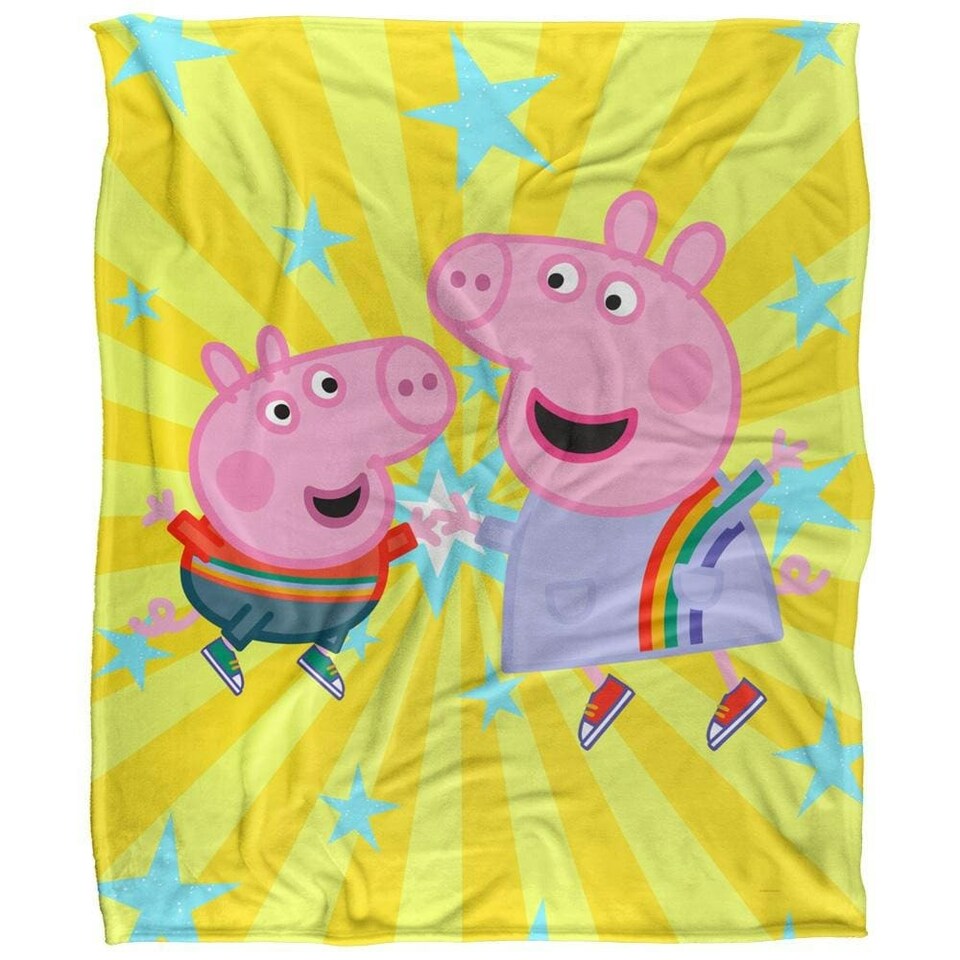 image 1 of Peppa Pig High Five Peppa And George Blanket - White - One Size
