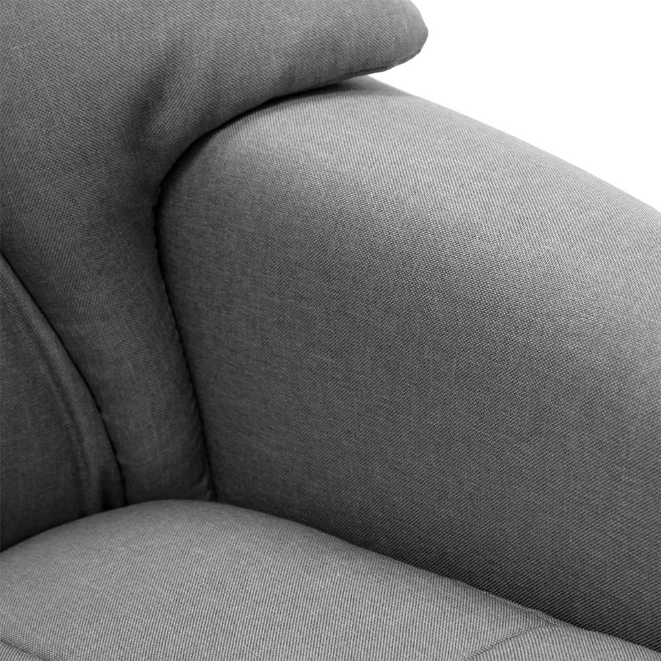 image 1 of Sorento Swivel Recliner Linen Fabric Chair w Footstool Armchair Grey (Grey)