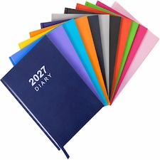 2027 Diary A5 Week to View - Hardback Planner Organiser with Ribbon Bookmark - Weekly Appointment Journal Notebook (Navy) | Blue | Navy