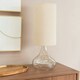 image 2 of ValueLights Sylvie Natural Linen Tall Lamp Shade Amber Glass Squat Table Lamp with LED Bulb Clear