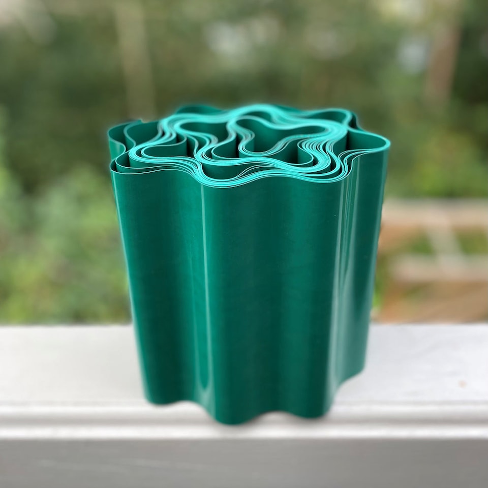 image 1 of Green Plastic Corrugated Garden Lawn Edging (9m x 15cm)