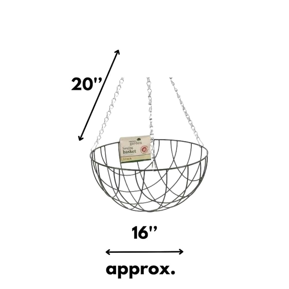 image 1 of Marco Paul Black Metal Hanging Basket 16" Black