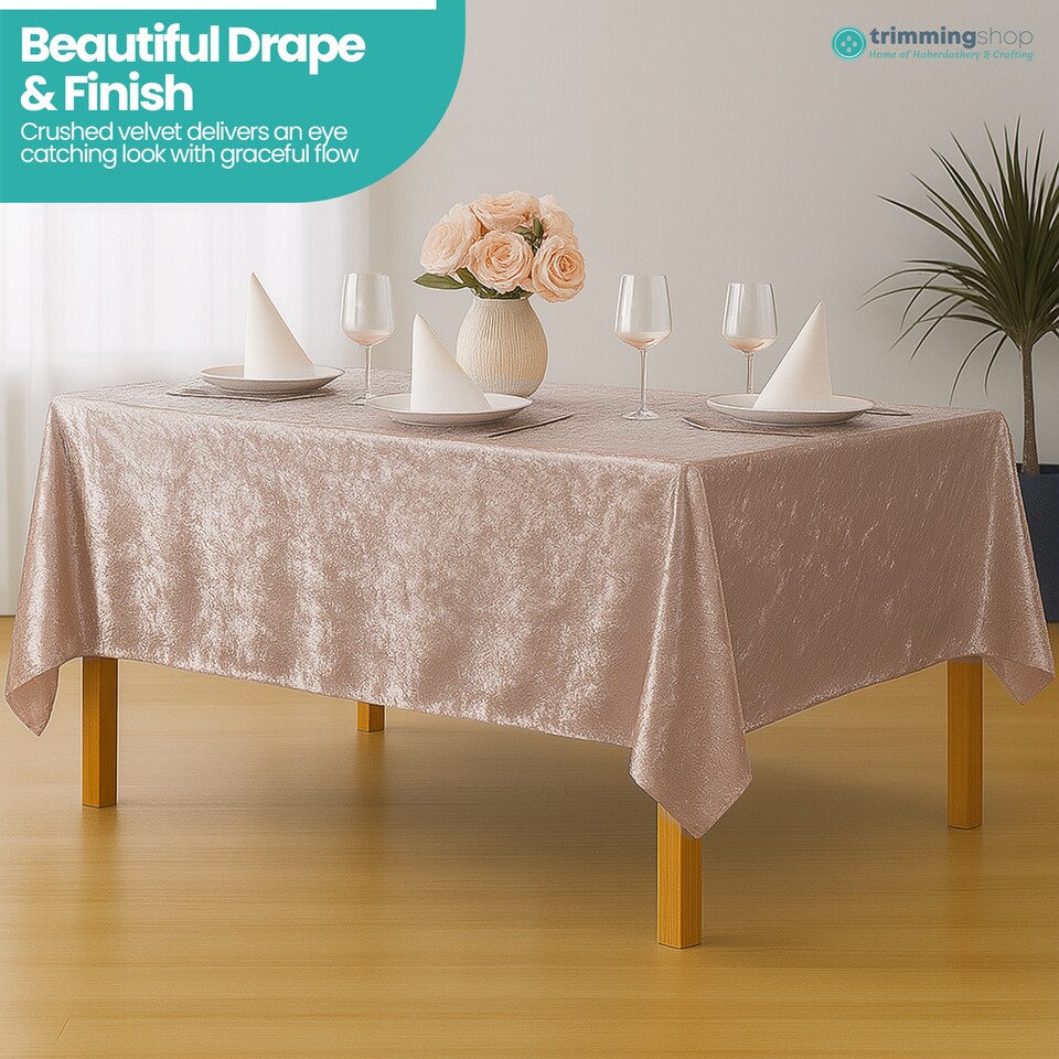 image 1 of Rectangle Crushed Velvet Table Cloth, Washable Table Cover - 70" x 144"