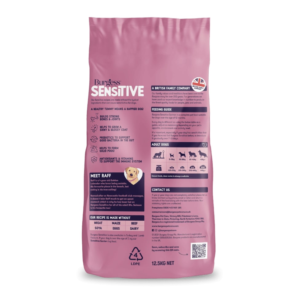 image 1 of Burgess Sensitive Adult Dog Food With Salmon And Rice - 2KG