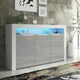 image 2 of Sideboard 155cm Grey Gloss Doors White Matt Body Free LED Shelf White | Grey